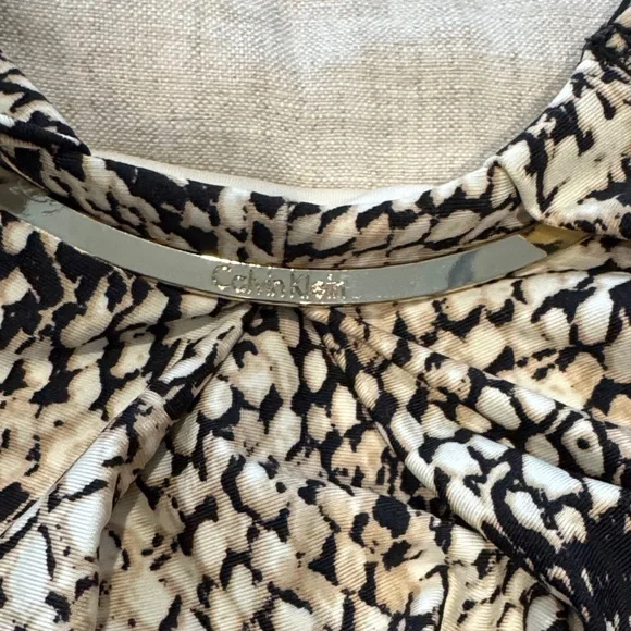 Calvin Klein Snake Print One Piece Swimsuit - Black and Tan - Picture 2 of 5